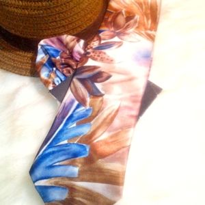 VINTAGE AMERICAN EDITION COLLECTON LEAF & FLOWER ART POCKET SQUARE & TIE  …